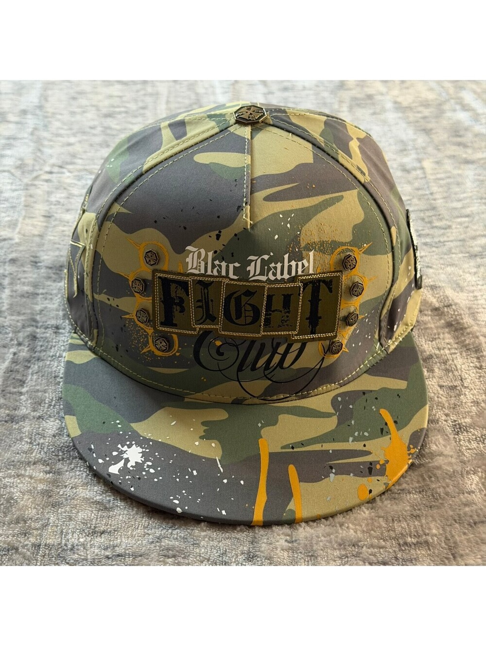 Blac Label Fight Club Trucker Hat Men's OS Camo Skull Maltese Cross Snapback